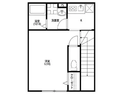 アムール御幸Ⅱ(1K/2階)の間取り写真