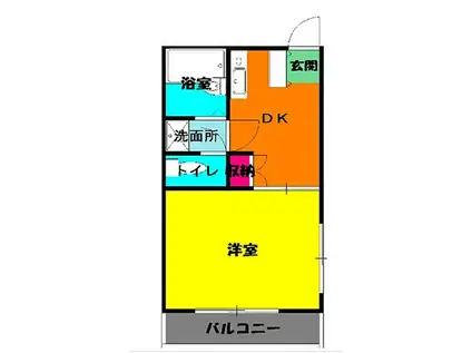 作草部コーポ(1DK/4階)の間取り写真