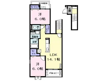 レニティフⅡ(2LDK/2階)の間取り写真