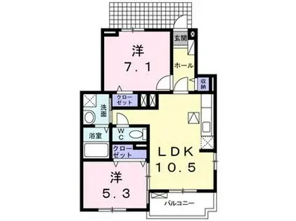 サンレジデンスⅡ(2LDK/1階)の間取り写真