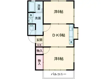 愛川パレス小川A(2DK/2階)の間取り写真