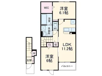 グランメゾンⅢ(2LDK/2階)の間取り写真