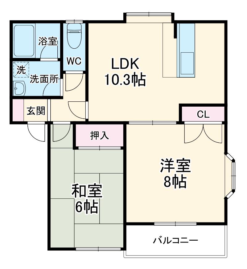 セゾンマツシマⅢ(2LDK/2階)の間取り写真