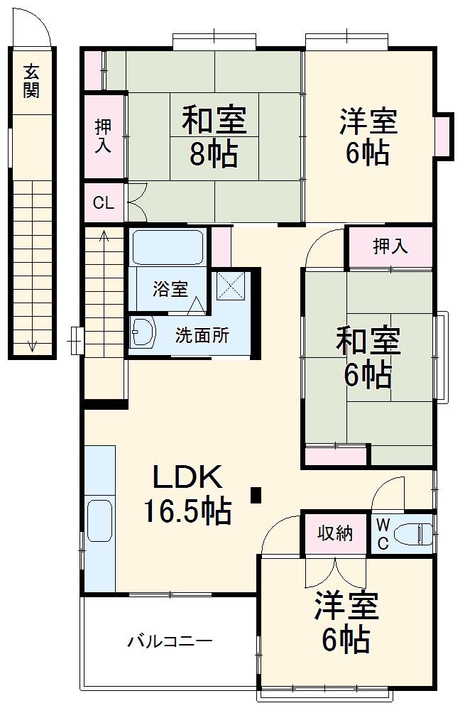 コーポあたご(4LDK/2階)の間取り写真