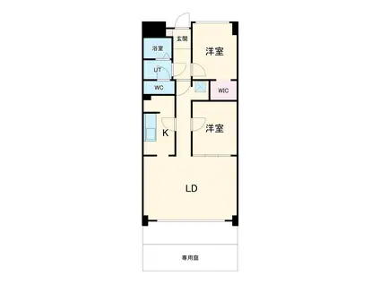 里水マンションB(2LDK/1階)の間取り写真