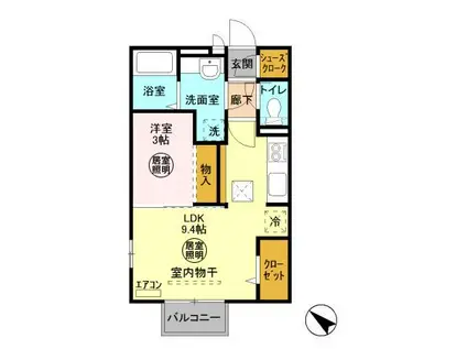 グランマーレ C(1LDK/1階)の間取り写真