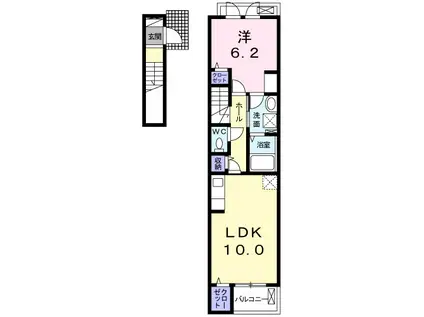 ノーブル3(1LDK/2階)の間取り写真