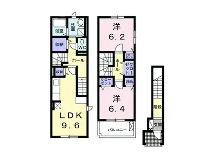 ネオ ブルック2(2LDK/2階)の間取り写真
