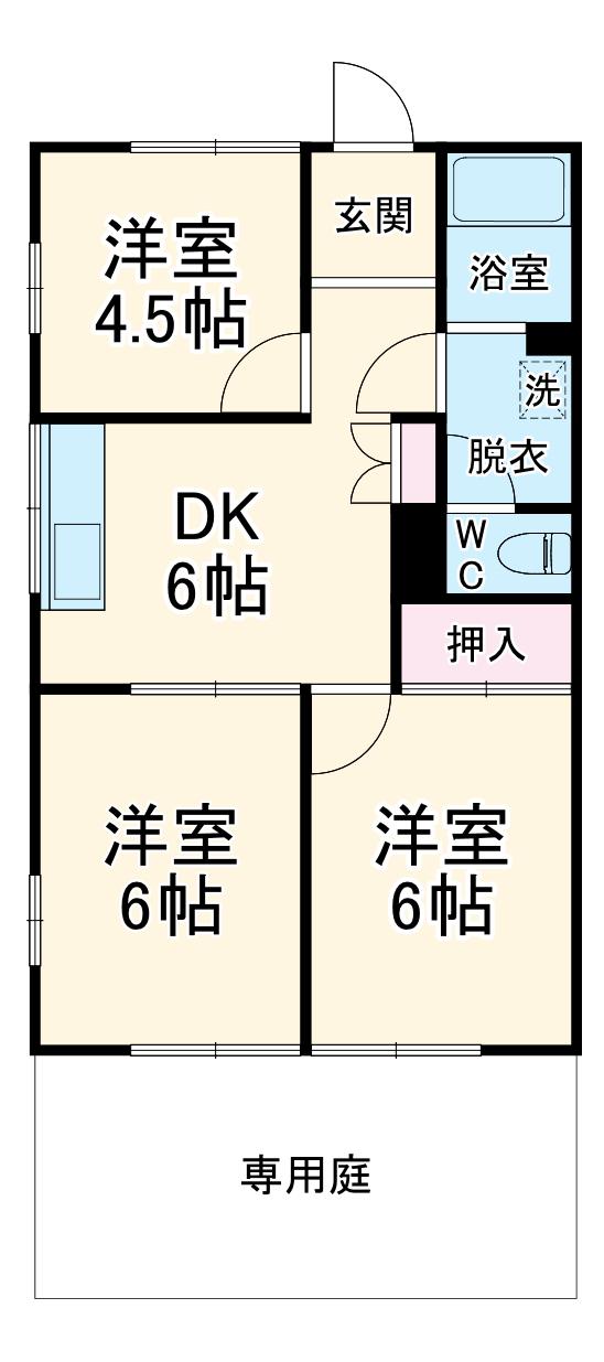 ガーデンハウス(3DK/1階)の間取り写真
