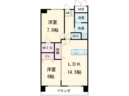 フィール清船(2LDK/8階)の間取り写真