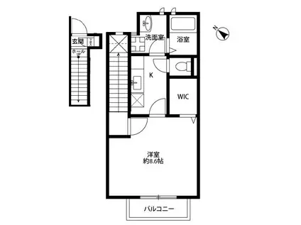 アスピリア フルール(1K/2階)の間取り写真