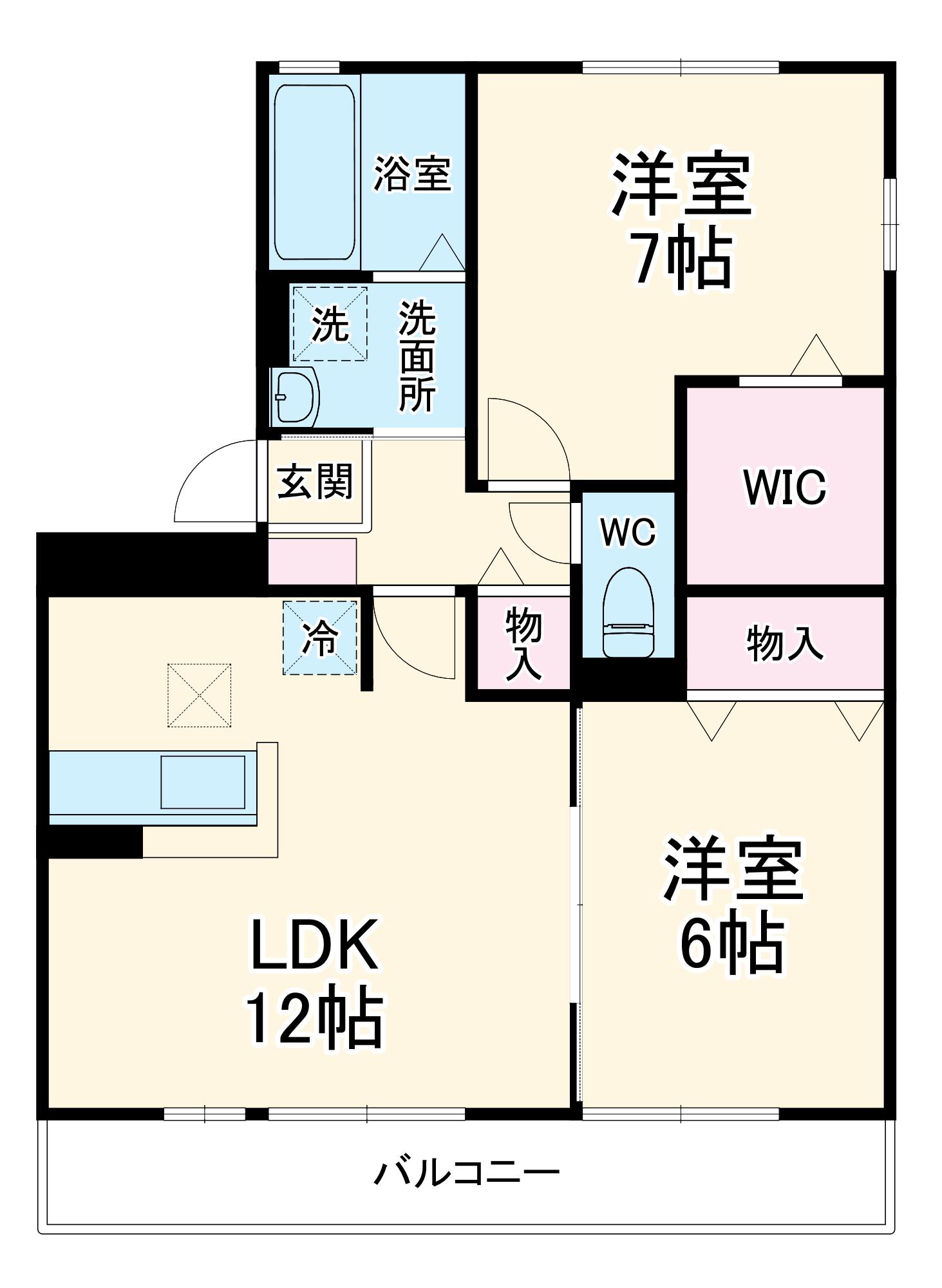 ヴィクトワールⅠ(2LDK/1階)の間取り写真