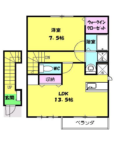 アンソレイエⅡ(1LDK/2階)の間取り写真