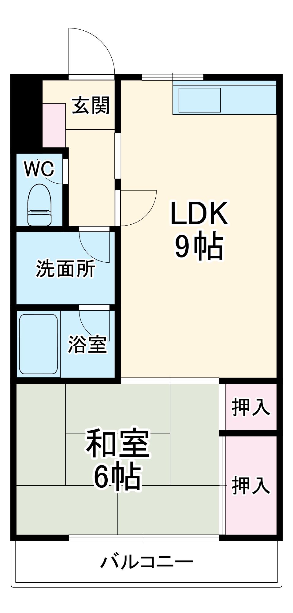 レジデンス西町(2K/1階)の間取り写真