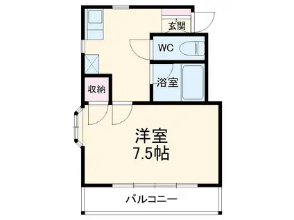 グリーンプラザB棟(1K/2階)の間取り写真