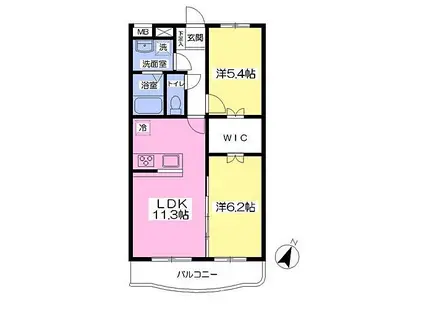 アンソレイユ ルーナ(2LDK/1階)の間取り写真