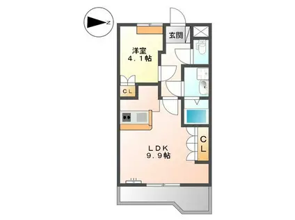 ラベンダーリブ(1LDK/1階)の間取り写真