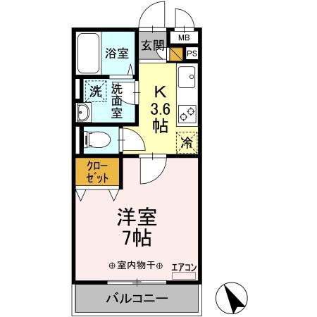 シャルマンコート(1K/2階)の間取り写真