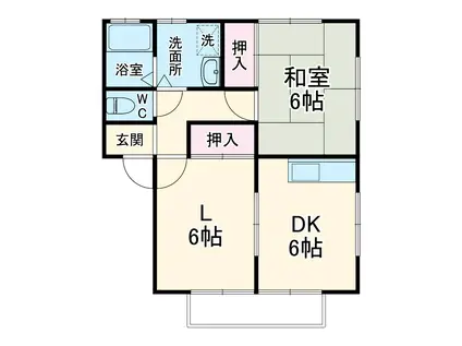 JOY河輪(2DK/2階)の間取り写真