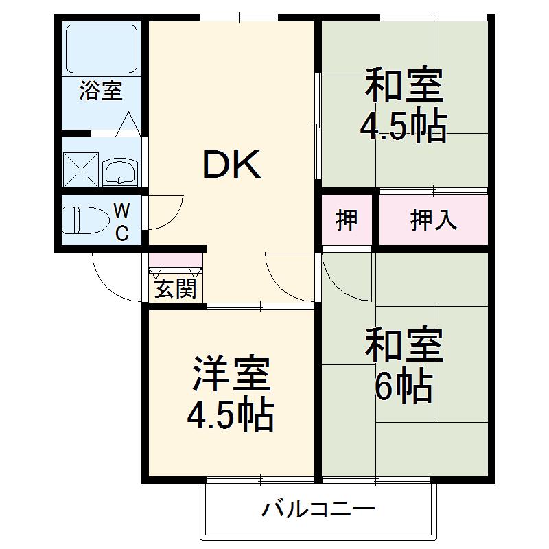 オグラハイツB(3DK/1階)の間取り写真