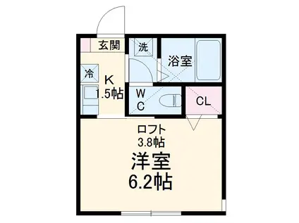 セレーノ田浦Ⅱ(1K/1階)の間取り写真