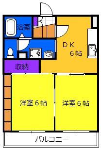 マンションリビエールⅠ(2DK/3階)の間取り写真