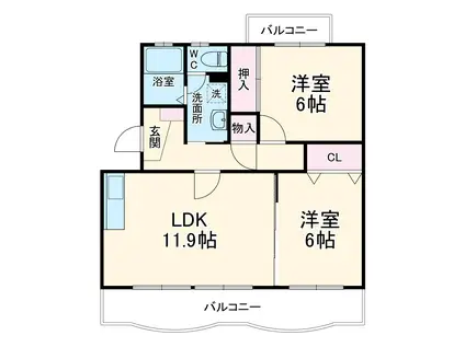 ルミエール(2LDK/2階)の間取り写真