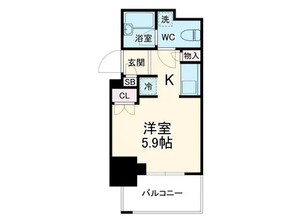 レジディア川崎(ワンルーム/9階)の間取り写真