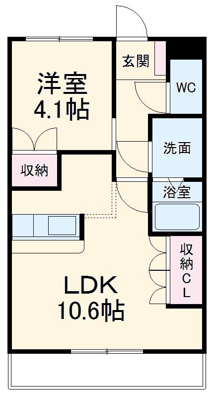 サンリバー正木(1LDK/1階)の間取り写真
