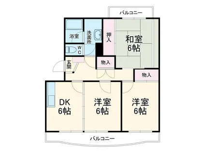 パレス和合(3DK/3階)の間取り写真