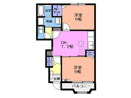 カーサ季の里 A(2DK/1階)の間取り写真
