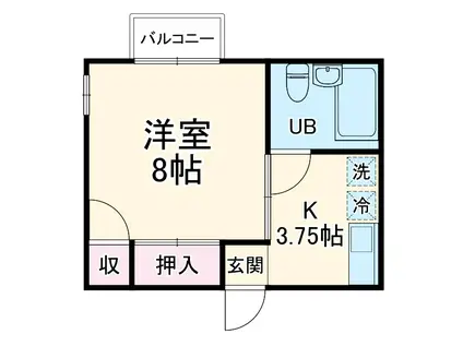 セジュール城北(1K/2階)の間取り写真