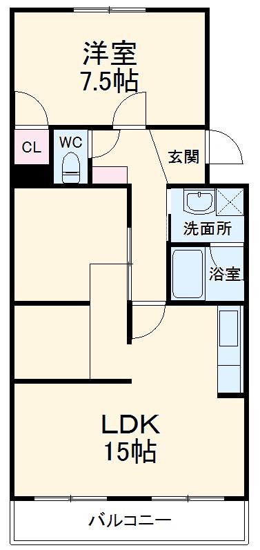 アヴェニュー元浜(1SLDK/2階)の間取り写真