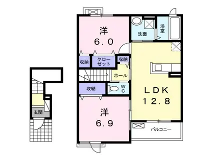 エアフィールド Ⅱ(2LDK/2階)の間取り写真