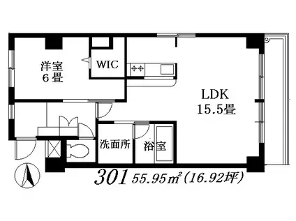 エクセレント和泉(1LDK/3階)の間取り写真