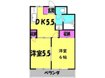 和光マンション(1LDK/1階)の間取り写真