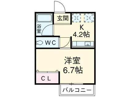 ブリックコート(1K/1階)の間取り写真