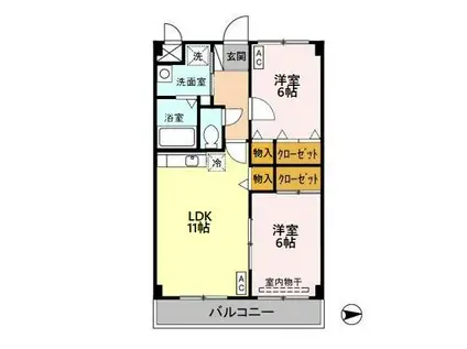 ケイパレスⅡ(2LDK/1階)の間取り写真