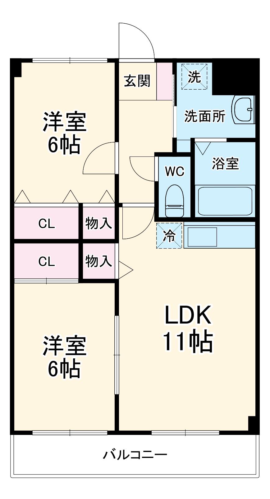 ケイパレスⅡ(2LDK/2階)の間取り写真