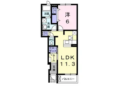 グレイス ヒル Ⅰ(1LDK/1階)の間取り写真