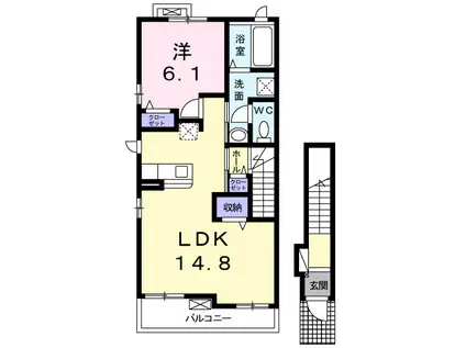 エルディケイ Ⅰ(1LDK/2階)の間取り写真