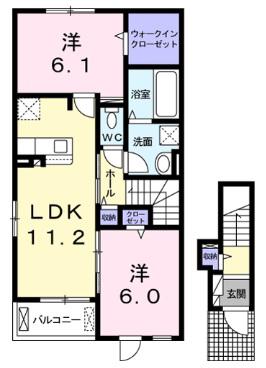 セレッソラアズールモンテ Ⅱ(2LDK/2階)の間取り写真