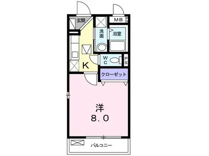 レゴリスⅡ(1K/1階)の間取り写真