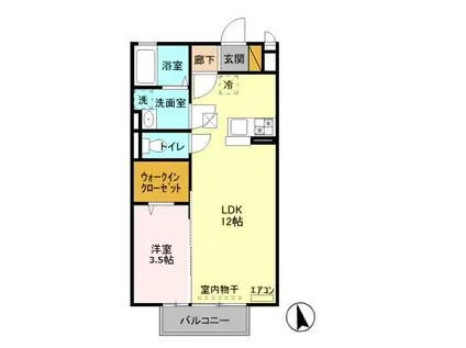 ブライトなかにし参番館(1LDK/1階)の間取り写真