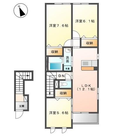 ルーエンハイム宗Ⅲ(3LDK/2階)の間取り写真