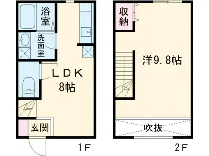 京成電鉄押上線 京成曳舟駅 徒歩4分 2階建 築61年(1DK)の間取り写真