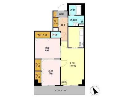 オーシャンビュー弐番館(2LDK/6階)の間取り写真