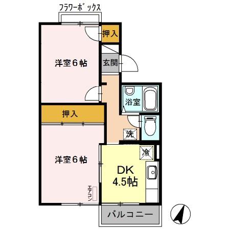 チャーリーズマンション2(2DK/3階)の間取り写真