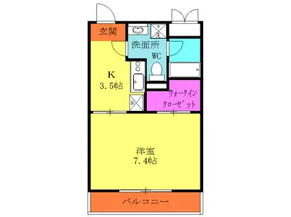 ラピス リーオ(1K/4階)の間取り写真