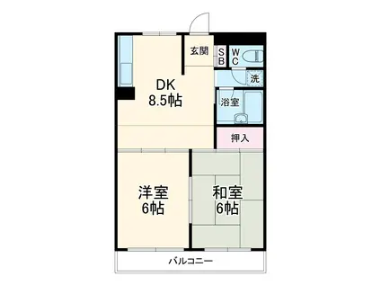 メゾンカミヤ(2DK/1階)の間取り写真